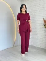 Bordo Tokalı bağlamalı takım