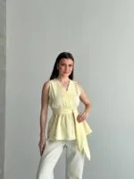 Sarı KUŞAKLI POPLİN BLUZ