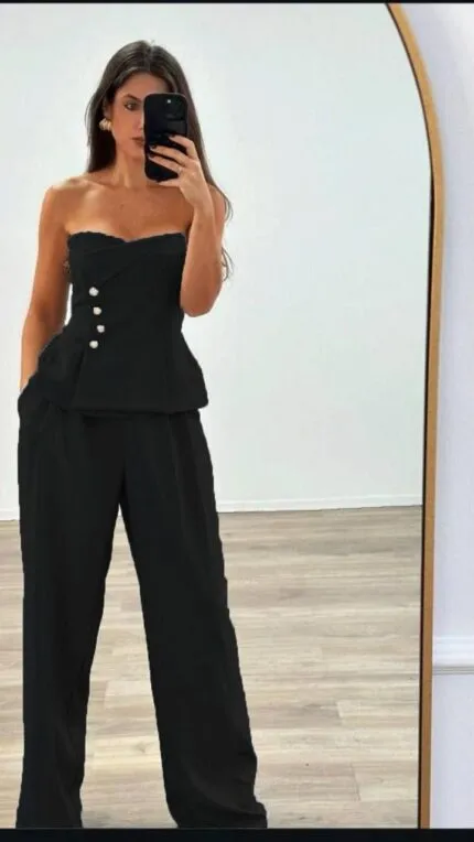 Siyah Straplez Takım