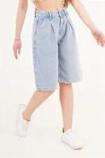 Yüksek Bel Kot Mavisi Toptan Denim Jorts