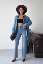 Kuşaklı Oversize Gömlek 6250