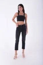 Dikişsiz Paça Mom Fit Kot Pantolon 764