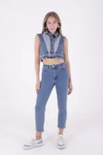 Dikişsiz Paça Mom Fit Kot Pantolon 764