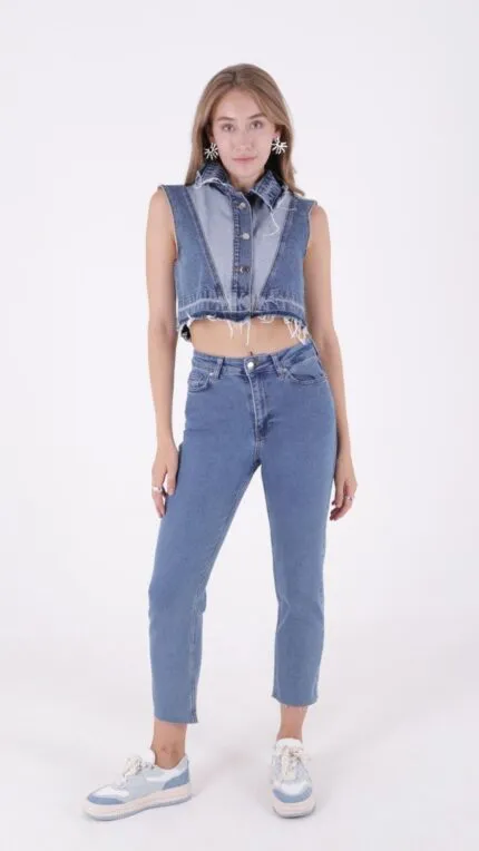Dikişsiz Paça Mom Fit Kot Pantolon 764