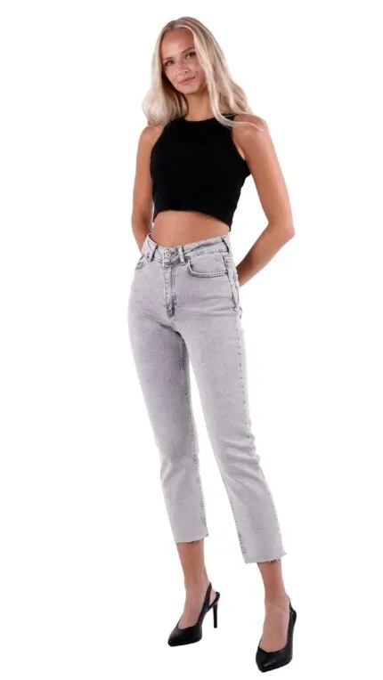 Dikişsiz Paça Mom Fit Kot Pantolon 764