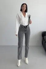 Dikişsiz Paça Mom Fit Kot Pantolon 764