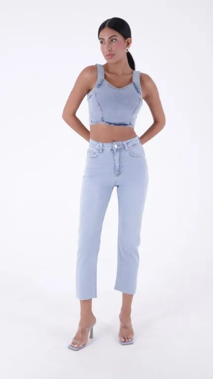 Dikişsiz Paça Mom Fit Kot Pantolon 764