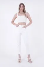 Dikişsiz Paça Mom Fit Kot Pantolon 764