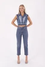 Dikişsiz Paça Mom Fit Kot Pantolon 764