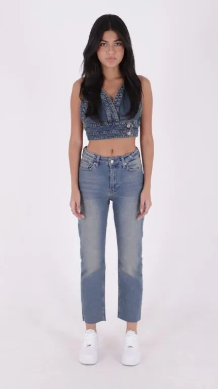 Dikişsiz Paça Mom Fit Kot Pantolon 764
