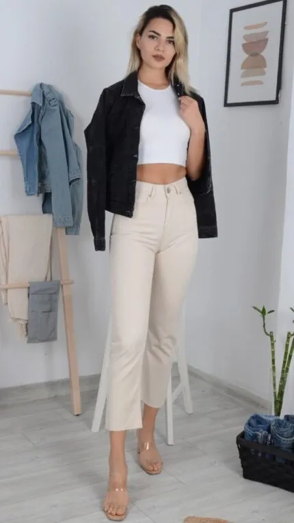 Dikişsiz Paça Mom Fit Kot Pantolon 764