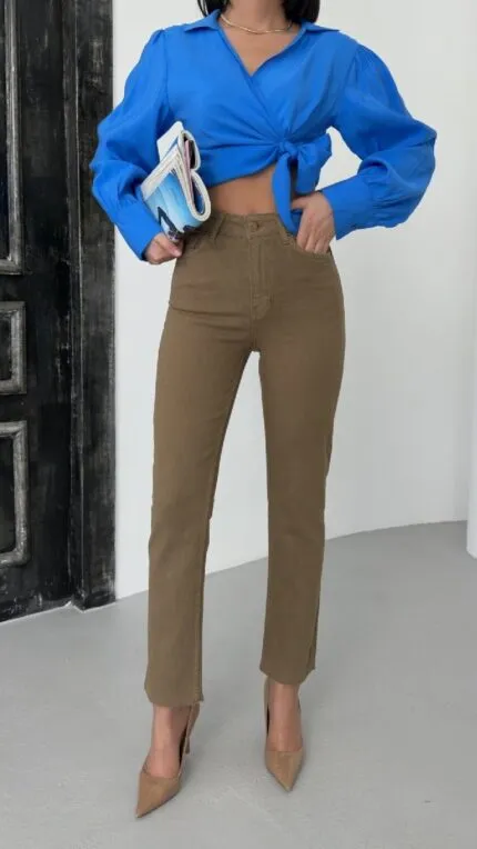 Dikişsiz Paça Mom Fit Kot Pantolon 764