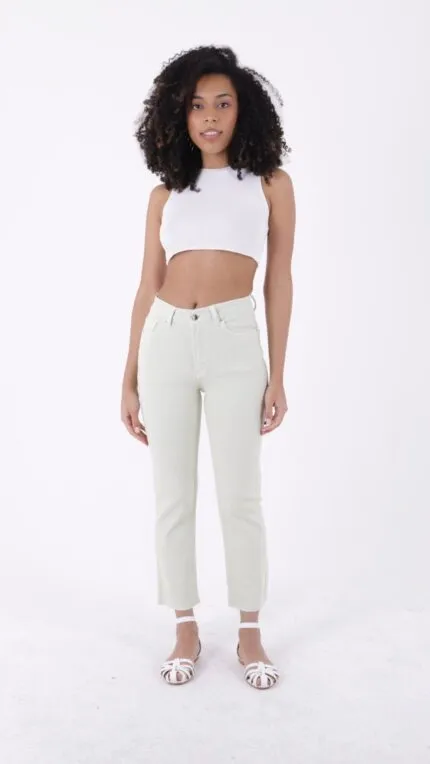 Dikişsiz Paça Mom Fit Kot Pantolon 764