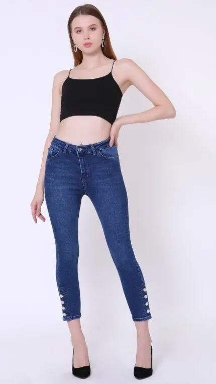 Paçası Dört Düğmeli Kot Pantolon 786