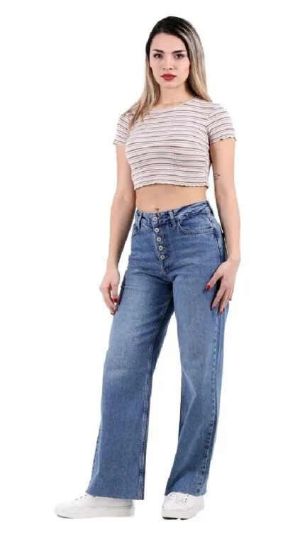 Dikişsiz Paça Beş Düğmali Relax Kot Pantolon 917