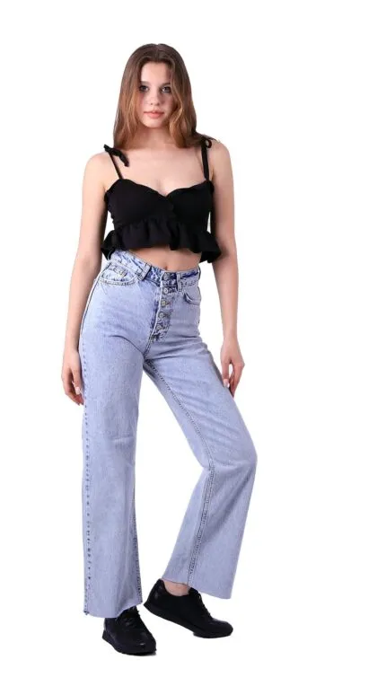 Dikişsiz Paça Beş Düğmali Relax Kot Pantolon 917
