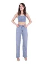 Paçası Yırtmaçlı Boru Paça Relax Kot Pantolon 931