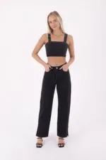 Paçası Yırtmaçlı Boru Paça Relax Kot Pantolon 931