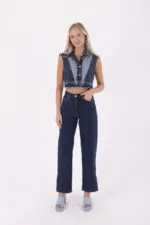 Paçası Yırtmaçlı Boru Paça Relax Kot Pantolon 931
