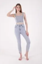 Asimetrik Paçalı Kot Pantolon 935