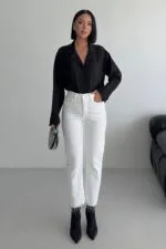 Paçasılı Dikişsiz Paça Mom Kot Pantolon 1890