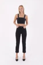 İnci Detaylı Mom Fit Kot Pantolon 1899