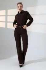 Beli Büzgülü Klasik Kot Tulum 3037