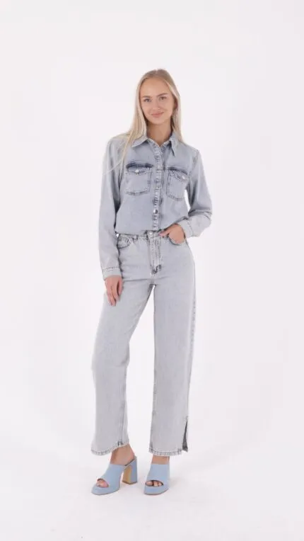 Çıtçıtlı Kot Gömlek 6013