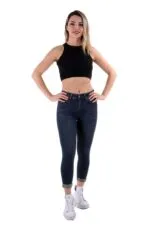 Duble Paça Skinny Kısa Boy Kot Pantolon 820