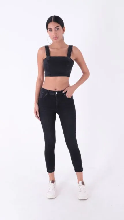 Duble Paça Skinny Kısa Boy Kot Pantolon 820