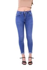 Duble Paça Skinny Kısa Boy Kot Pantolon 820
