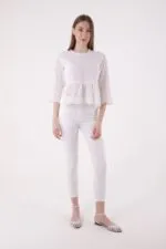 Duble Paça Skinny Kısa Boy Kot Pantolon 820