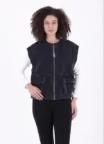 Fermuarlı Oversize Kot Yelek 6073