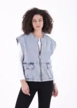 Fermuarlı Oversize Kot Yelek 6073
