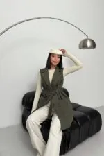 Kuşaklı Kruvaze Yaka Yelek 6137