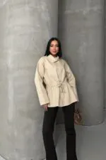 Bel Büzgü Detaylı Kot Ceket 6145