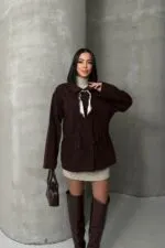 Bel Büzgü Detaylı Kot Ceket 6145