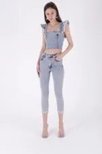 Paçası Taşlı Skinny Kot Pantolon 7037