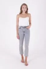 Tek Taraflı Droplı Mom Fit Kot Pantolon 7038