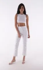 Tek Taraflı Droplı Mom Fit Kot Pantolon 7038