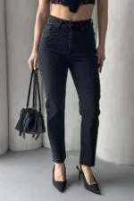 Serpme Yıldızlı Mom Fit Kot Pantolon 7040