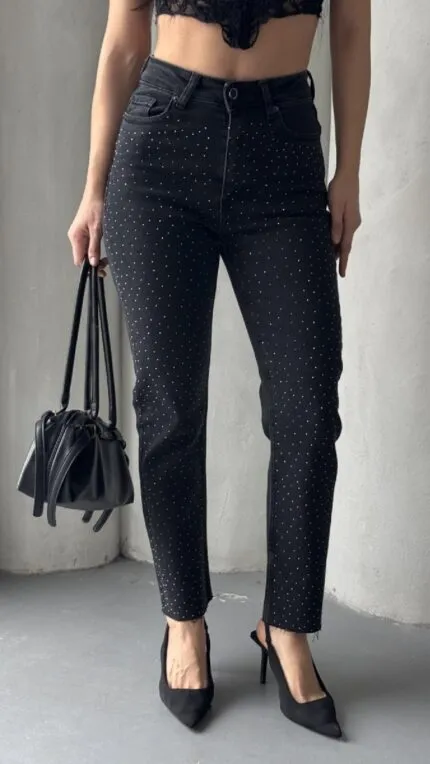 Serpme Yıldızlı Mom Fit Kot Pantolon 7040