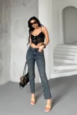 Serpme Yıldızlı Mom Fit Kot Pantolon 7040