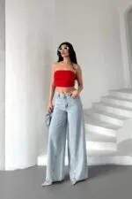Parçalı Baggy Kot Pantolon 7045