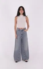 Parçalı Baggy Kot Pantolon 7045