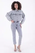 Çapraz Taşlı Mom Fit Kot Pantolon 7054