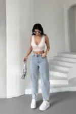 Likrasız Mom Kot Pantolon 7057