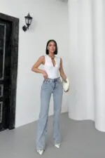 Kesik Paça Straight Fit Kot Pantolon 7070