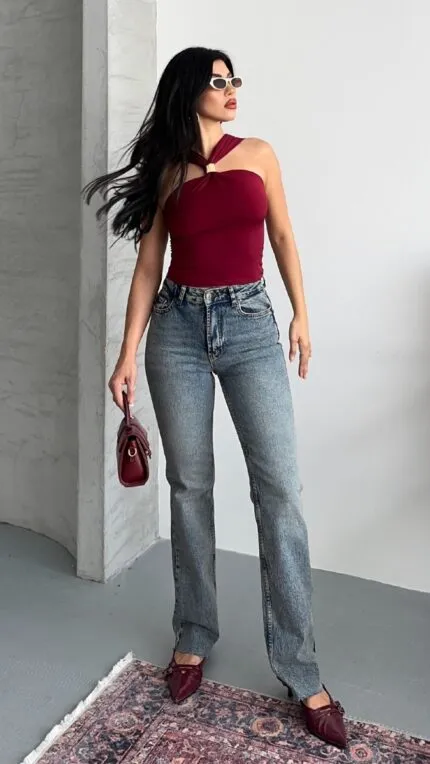 Kesik Paça Straight Fit Kot Pantolon 7114
