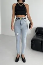 Asimetrik Paça Kot Pantolon 713